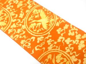 アンティーク　丸紋に鶴模様織り出し袋帯（着用可）